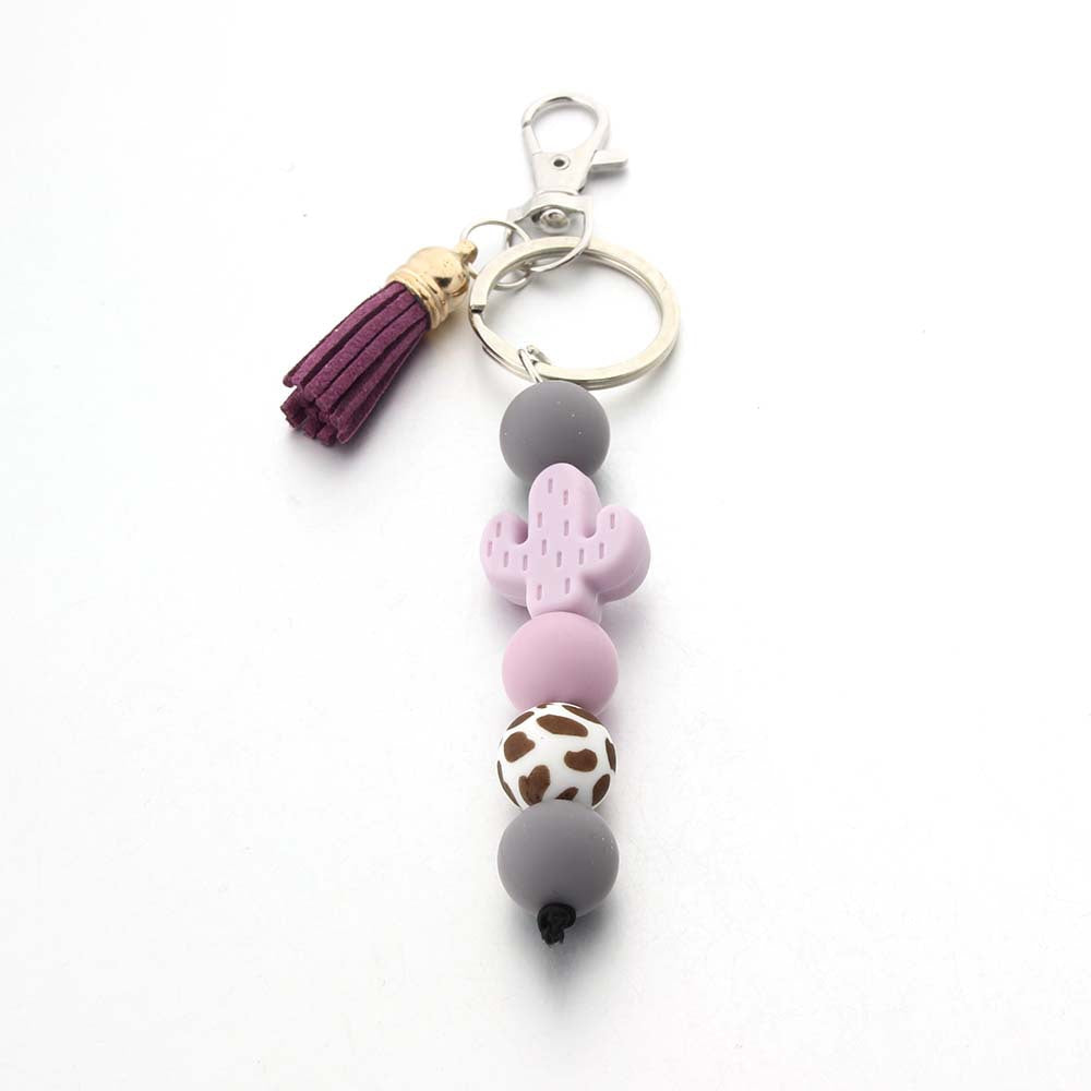 Wholesale Cartoon Cactus Food Grade Silicone Beads Keychain
